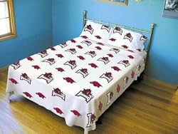 Arkansas Printed Sheet Set Full -White - Arkansas Razorbacks