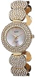 Burgi Women's BUR109YG Swiss Quartz Diamond Mother-of-Pearl Dial Crystal Accented Gold-tone Bracelet Watch