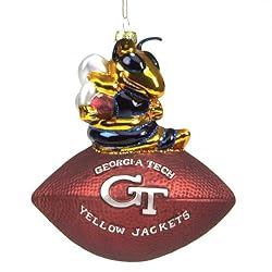 Georgia Tech Yellowjackets NCAA Glass Mascot Football Ornament (6)"