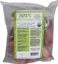 Paw Naturaw Organic Bison Bones, Small (2" to 4"), Assorted Meaty Bones, 24-Ounce Bags (Pack of 6)