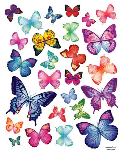 Easy Instant Decoration Wall Sticker Decal - Vivid Colorful Butterflies