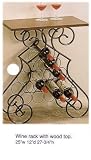 Spindle design metal Wine rack with wood top.