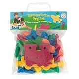 Lauri TRANSPORTATION PEG SET Crepe Rubber Vehicle Shapes & 20 Pegs