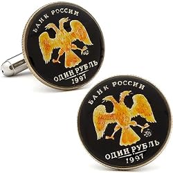 Hand Painted Russian Ten Rubel Coin Cufflinks