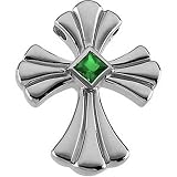 14K White Gold Tsavorite Cross Pendant