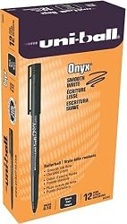 uni-ball Onyx Stick Micro Point Roller Ball Pens, 12 Black Ink Pens(60040)