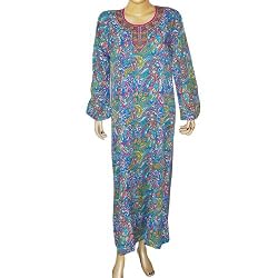 Indian Tunic Long Sleeve Viscose Caftan Size M (kftn849)