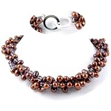 AugustinaJewelry Triple Strand Necklace made of Freshwater Cultured Pearls and Crystals *** AugustinaJewelry Special Design !