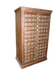 Antique Armoire Hand Carved Teak Old Door Indian Cabinet