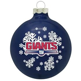 NEW YORK GIANTS (2 5/8" In Diameter) Glass Logo CHRISTMAS ORNAMENT (Snowflake Design)
