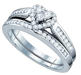 Beautiful Heart Shaped 2pc. Diamond Bridal Set " Size 7 " ** FREE SHIPPING **