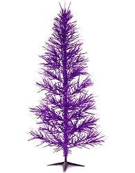 4.5' Purple Passion Tinsel Artificial Christmas Twig Tree