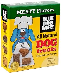 Blue Dog Bakery Natural Low Fat Dog Treats, Meaty Flavors, 16-Ounce Boxes (Pack of 6)