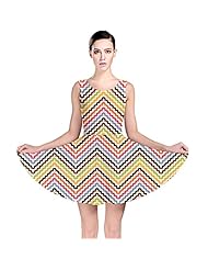 Polyester/Spandex Stretchy Chevron Print Skater Dress 