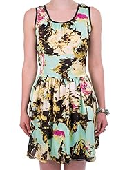 Viscose Cutout Floral Print Skater Dress 
