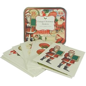 Cavallini Vintage Christmas Sticker Assortment in Keepsake Tin