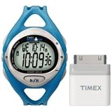 Timex 5K049 Ironman Triathlon 50 Lap Silver-Tone Sports Watch with Turquoise Resin Band with iControl for iPod