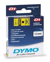 DYMO Labeling Tape, D1, Split Back, Adhesive, Easy Peel, 1/2"x23', Black on Yellow