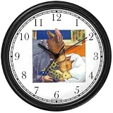 Mommy & Baby Bunny Rabbit being Tucked in with Teddy Bear - from Hush Little Baby by Artist: Sylvia Long Wall Clock by WatchBuddy Timepieces (Slate Blue Frame)