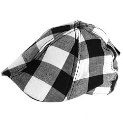 Summer Chk Buffalo Plaid Curved Ivy Cabby Hat Black L/XL