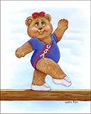 Sports Bear Gymnast Star - Childrens Wall Art, Kids Wall Art, Nursery Wall Art