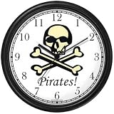 Pirate Skull & Crossbones - Pirate Theme Wall Clock by WatchBuddy Timepieces (White Frame)