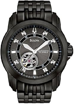 Bulova #96D103 Men's Black IP Partial Skeleton Automatic Watch