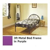 NEW CURVED METAL SINGLE 3FT BED FRAME - PURPLE