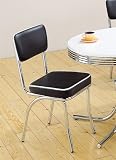 Set of 2 Retro Nostalgic Style Black Finish Dining Chairs sales
