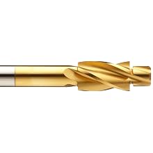 Alvord Polk 407 High-Speed Steel Counterbore, Built-In Pilot, TiN Coating, 1/64" Oversize