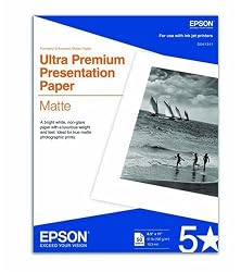 Epson Ultra Premium Matte 8 1/2 x 11 Inch Presentation Paper 50 Count (S041341)