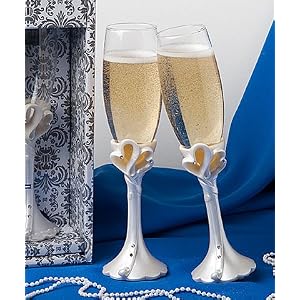Interlocking Heart Wedding Toasting Flutes, 1