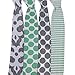Bacati Ikat Mint/grey Dots/stripes Swaddling Muslin Blankets Set of 4