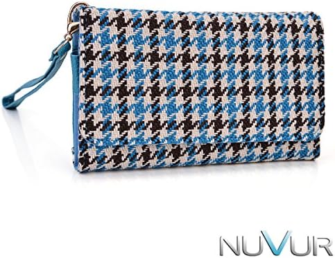 Micromax A116 Canvas HD:Universal Case Clutch w/ID Slot, ZipperPocket[Blue/White/Black] NuVur ™