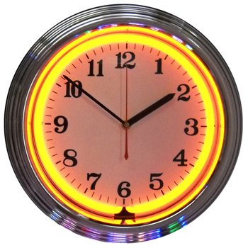 Standard Chrome With Orange Neon Clock