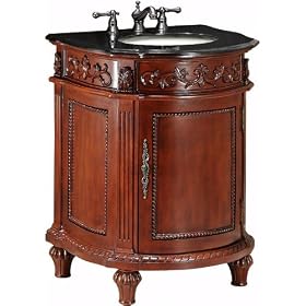 Chelsea 26 Inch Antique Cherry Sink Cabinet with Black Granite Top, BLACK 26W, ANTIQUE... by Home Decorators Collection