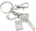 Designer Look Heart Key, Engagement Ring & Lock Charm Key Chain with Austrian Crystals GIFT BOXED