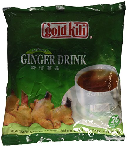 Gold Kili All Natural Instant Ginger Caffeine Free Herbal Tea Drink Sampler Pack (20 Sachets) - 12.6 Oz