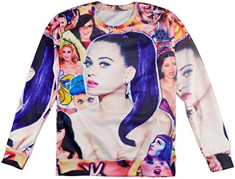 Hipster Star Katy Perry 3D Sweatshirt Punk Style Hoodies top for Men Women (XL)
