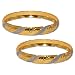Gold and Rodium Plated Bangle Bracelets Pair Costume Jewelry from India Unique Gift for Her 2.25 inches