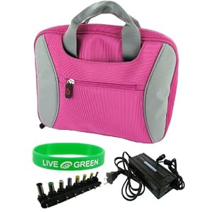 HP Mini 1137NR 10.1-Inch Netbook Carrying Bag Case with Universal Wall Charger - Dark Blue / Grey