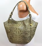 NEW AUTHENTIC BRAHMIN EXOTIC EMBOSSED LEATHER JACKIE (Latte Melbourne/Brass)
