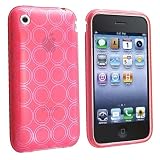 Hot Pink Candy Case TPU Skin with Circle Design Cover Case for Apple Iphone 3G 3GS