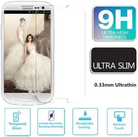 XYUN 2.5D Screenmate Real Tempered Glass 9H Hardness Premium Screen Protector with Rounded Edges & Oleophobic Coating for Samsung Galaxy S3 III i9300 (0.4mm) - 1 Pack - Retail Packaging