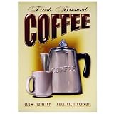 Fresh Brewed Coffee Retro Vintage Tin Sign