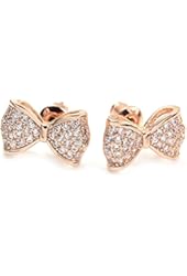 FC Rose Gold GP Swarovski Crystal CZ Bow Knot Women Girl Earring Studs