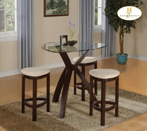 4-Piece Counter Height Set in Triangle Glass Top of Beaudux Collection by Homelegance