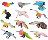 Goodlucky365 Plastic Flying Birds Animals Figure Toy Model Set Kids Toy Multi-color - Pack of 12