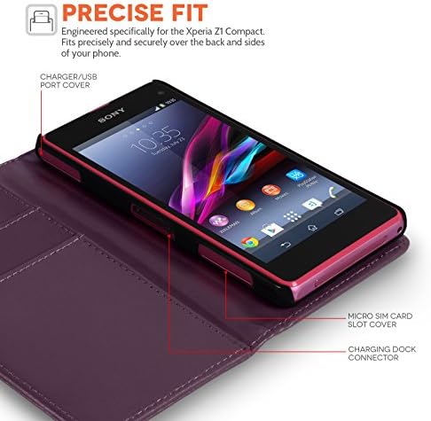 Yousave Accessories Sony Xperia Z1 Compact Case Purple PU Leather Wallet Cover