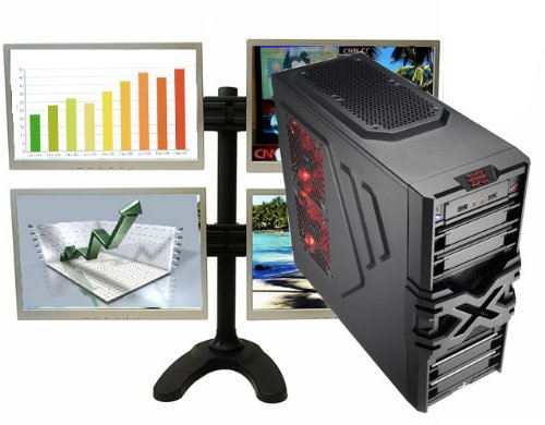 spec BattlebornPC E61 Quad Monitor Quad-Core Trading Computer System Daytrader Workstation